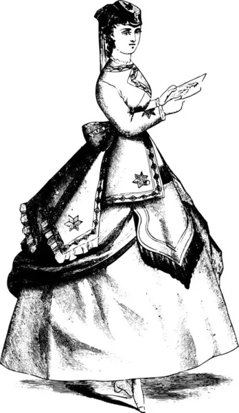 Девушка Платье Сумкой — стоковый вектор