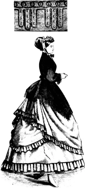 Bordure Tresses Perles Illustration Gravée Vintage — Image vectorielle
