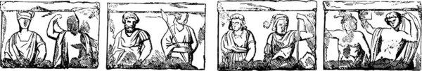Figures Représentées Sur Troisième Autel Illustration Gravée Vintage Magasin Pittoresque — Image vectorielle