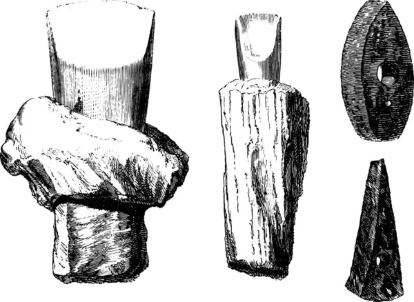 Галлические Инструменты Предметы Обнаруженные Лавках Швейцарии Тарелка Винтажная Гравюра Магасин — стоковый вектор