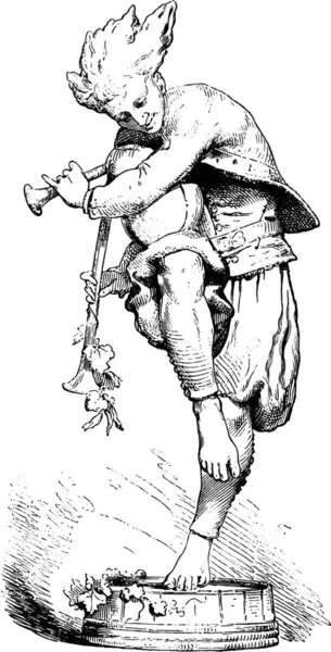 Biniou Jugador Bailando Oficio Ilustración Grabada Vintage Magasin Pittoresque 1858 — Vector de stock
