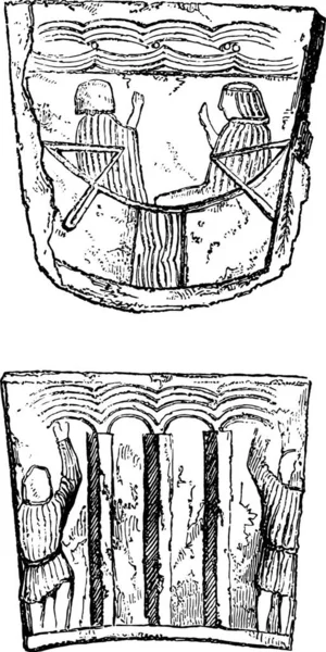 Architektonické Detaily Kostela Jehož Zříceniny Jsou Vyobrazeny Archivní Rytá Ilustrace — Stockový vektor