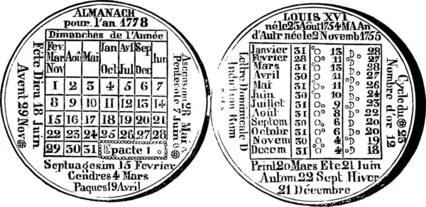 Almanacmedaljen 1778 Vintage Graverad Illustration Magasin Pittoresque 1858 — Stock vektor