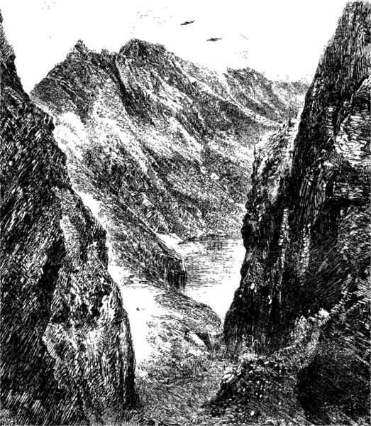 Venasque 的端口 复古刻的插图 玛佳欣 Pittoresque 1875 — 图库矢量图片