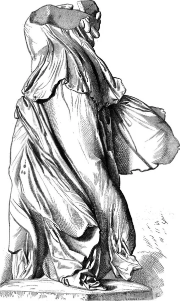Louvren Skulpturmuseum Samothrace Seger Ritning Chevingnard Vintage Graverad Illustration Samothrace — Stock vektor