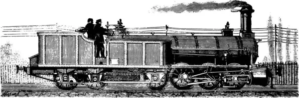 Maravillas Industria Locomotora Tierna Ilustración Grabada Vintage Magasin Pittoresque 1877 — Archivo Imágenes Vectoriales