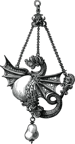 十六世纪的珠宝 古老的雕刻插图 Magasin Pittoresque 1875年 — 图库矢量图片