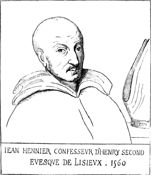 Jean Hennuyer Vescovo Lisieux Illustrazione Incisa Epoca Magasin Pittoresque 1876 — Vettoriale Stock