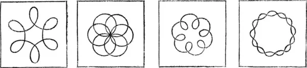 Diferentes Figuras Obtenidas Con Caleidófono Wheatstone Ilustración Grabada Vintage Magasin — Archivo Imágenes Vectoriales