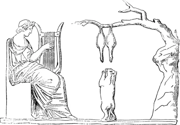 Allenamento Gatto Bassorilievo Del Museo Capitolino Illustrazione Incisa Epoca Magasin — Vettoriale Stock