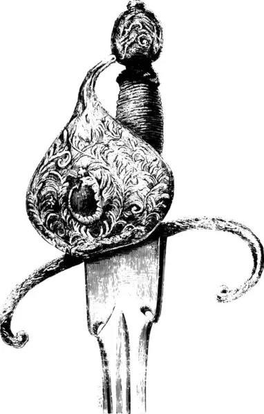 在十六世纪的意大利匕首 复古刻图 玛佳欣 Pittoresque 1878 — 图库矢量图片