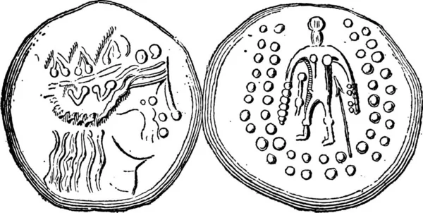 Antike Keltische Tetradrachmen Silbermünze Mit Vorder Und Rückseite Vintage Gravur — Stockvektor