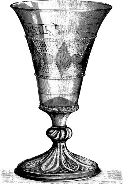 Museo Arqueológico Douai Antiguo Cáliz Vidrio Dice Vaso Ocho Sacerdotes — Vector de stock