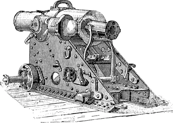 Ilustración Grabada Retro Vintage Motor Mecánico — Archivo Imágenes Vectoriales