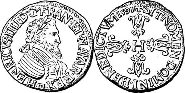 Монетна Валюта Під Час Правління Короля Франції Генріха Вигравіювана Ілюстрація — стоковий вектор