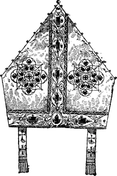 Bishop Miter Ilustração Vintage Gravada Dicionário Palavras Coisas Larive Fleury —  Vetores de Stock