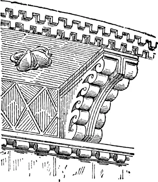 Corbell Architettura Medievale Secolo Cornice Della Chiesa Nostra Signora Del — Vettoriale Stock