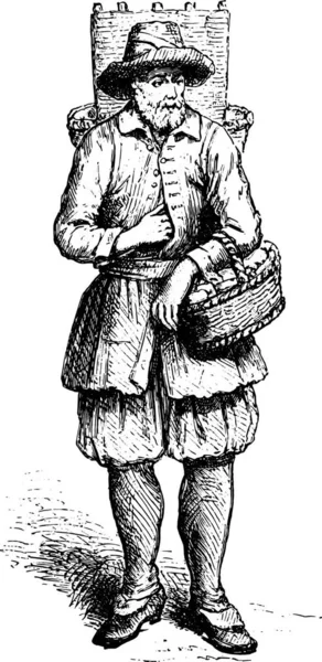 マロール社 1680 Cheesemaker 商人ヴィンテージがイラストを刻まれたおよそ マガシンドス Pittoresque 1882 — ストックベクタ