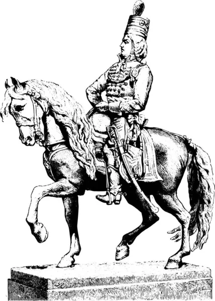 Статуя Марсо Клесингера Военной Школе Винтажная Гравированная Иллюстрация Магасин Питтореске — стоковый вектор