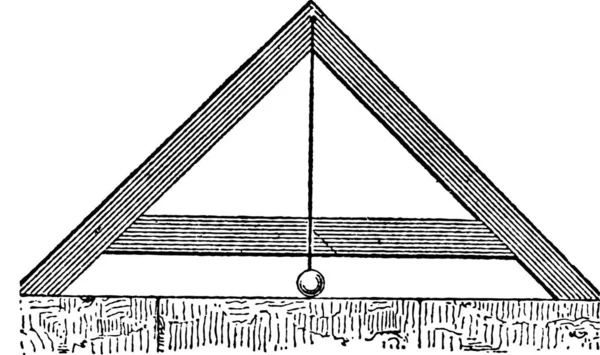 振り子 ヴィンテージの刻まれたイラストを使用して三角フレームの足のレベルを決定します 辞書の単語と物事を Larive 1895 — ストックベクタ