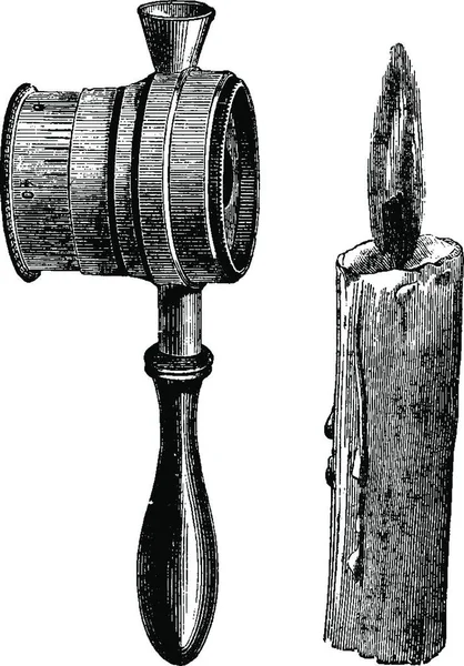 Vintage Graverad Illustration Mikrofon Och Pistol — Stock vektor