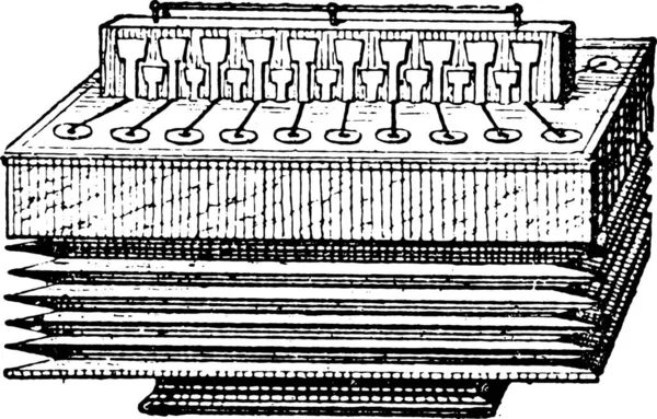 Esta Una Ilustración Una Línea Vintage Dibujo Diccionario Piano — Vector de stock