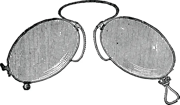 Glasögon Japansk Nosklämma Vintage Graverad Illustration Vanlig Medicin Ordbok Paul — Stock vektor