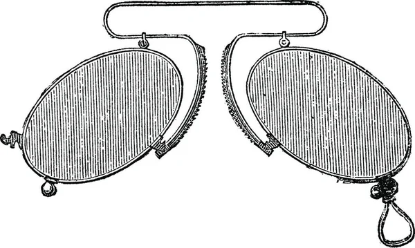 Óculos Espaçamento Clipe Nariz Móvel Ilustração Gravada Vintage Dicionário Medicina — Vetor de Stock