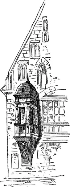 Altstadthaus Mit Einer Schwarz Weiß Zeichnung — Stockvektor