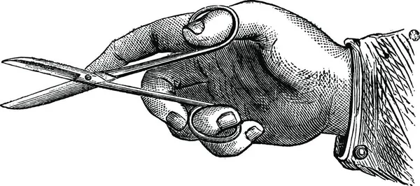 Jak Trzymać Nożyczki Aby Zrobić Nacięcie Vintage Grawerowane Ilustracji Pittoresque — Wektor stockowy
