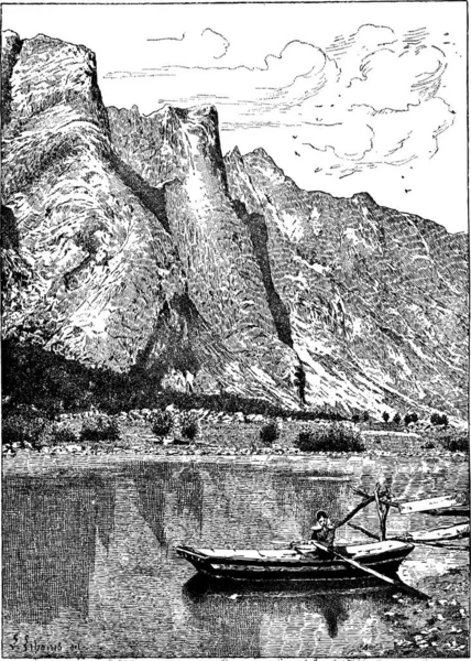 Valle Romsdal Del Rauma Ilustración Grabada Vintage Diccionario Palabras Cosas — Archivo Imágenes Vectoriales