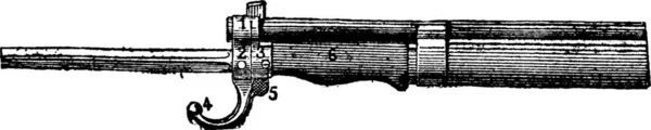 Arma Fuego Repetida Rifle Bayoneta Lebel Ilustración Grabada Vintage Diccionario — Archivo Imágenes Vectoriales