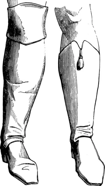 Ochroniarz Rozruchu 1786 Hussar Boot Chamboran 1795 Vintage Ilustracji Grawerowane — Wektor stockowy