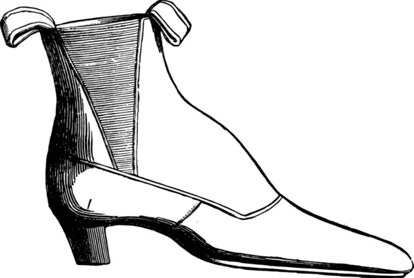 Ankle Boot Elastic Vintage Engraved Illustration Industrial Encyclopedia Lami 1875 — Stock Vector