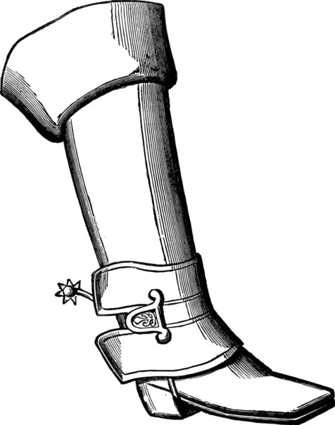 Katonai Boot Alatt Louis Xiv Vintage Vésett Illusztráció Ipari Enciklopédia — Stock Vector