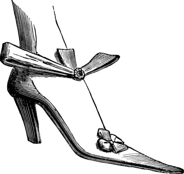 Chaussures Cour Sous Louis Xiv Femme Illustration Gravée Vintage Encyclopédie — Image vectorielle