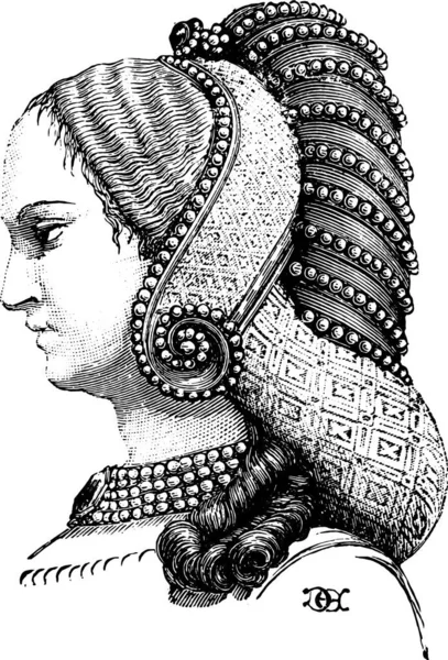 Perfil Penteado Anterior Ilustração Gravada Vintage Enciclopédia Industrial Lami 1875 —  Vetores de Stock