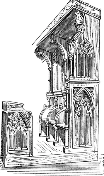 Kyrkan Bås Anellau Frankrike Vintage Ingraverad Illustration Ordlista Med Ord — Stock vektor