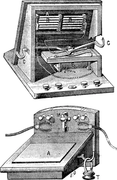 Telefoon Microfoon Ader Vintage Gegraveerd Illustratie Woordenboek Van Woorden Dingen — Stockvector