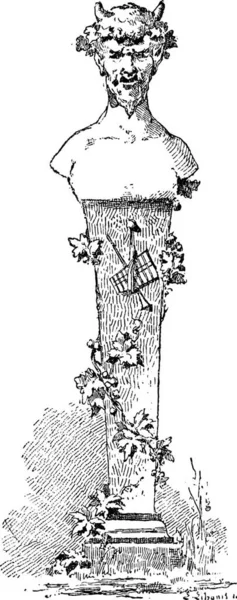 Buste Faun Mythologie Romaine Illustration Gravée Vintage Dictionnaire Des Mots — Image vectorielle