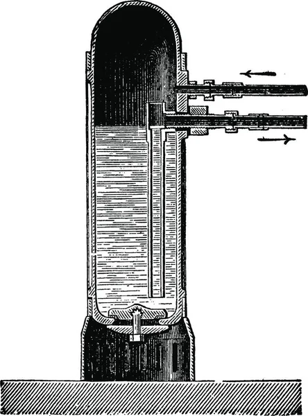 Vertikala Sektionen Spis Ånga Vintage Ingraverad Illustration Industriella Encyklopedi Lami — Stock vektor