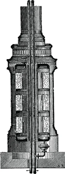 Vertikal Spis Ångspärr Vintage Ingraverad Illustration Industriella Encyklopedi Lami 1875 — Stock vektor
