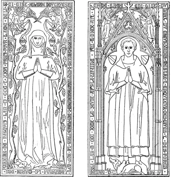 Lápidas Actualmente Presbiterio Iglesia Saint Gervals Ilustración Grabada Vintage Diccionario — Vector de stock