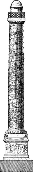 Trajans Säule Alte Gestochene Illustration Wörterbuch Der Wörter Und Dinge — Stockvektor