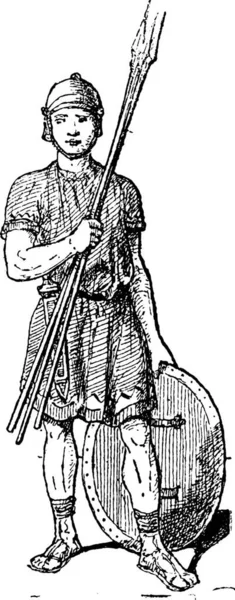 Иллюстрация Молодого Человека Мечом — стоковый вектор