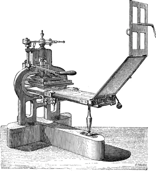 Ancienne Illustration Gravée Presse Main Dictionnaire Des Mots Des Choses — Image vectorielle