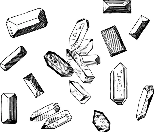 Formen Von Kristallen Des Magnesiumammoniumphosphats Gravierte Illustration — Stockvektor