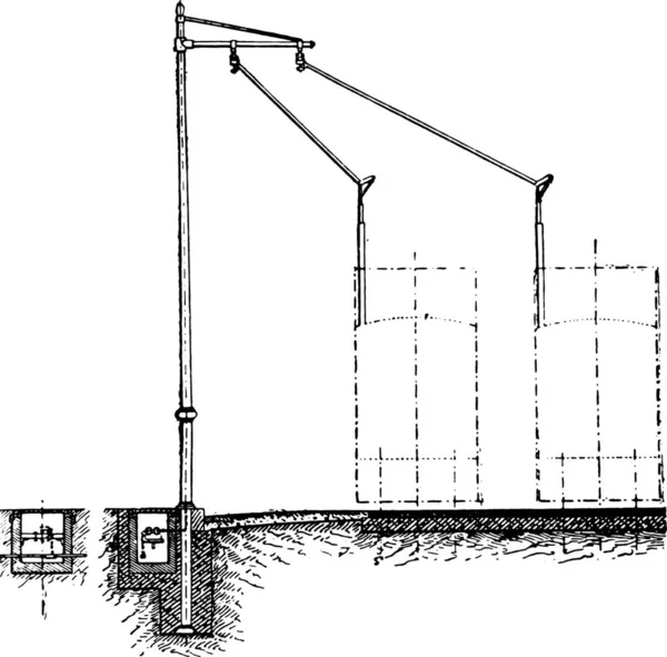 切割线有双轨 复古刻插图 工业百科全书 1875 — 图库矢量图片