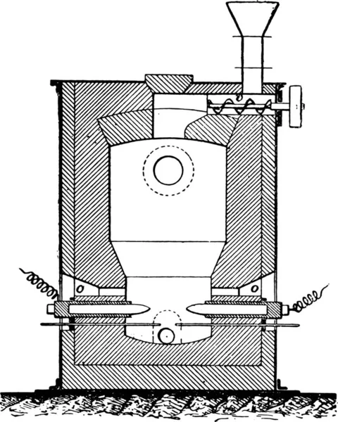 Elektrische Oven Voor Vervaardiging Van Fosfor Vintage Gegraveerd Illustratie Industriële — Stockvector