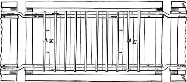 Banho Refino Cobre Vista Superior Ilustração Gravada Vintage Enciclopédia Industrial —  Vetores de Stock